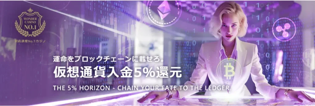 ワンダーカジノ仮想通貨入金5%還元